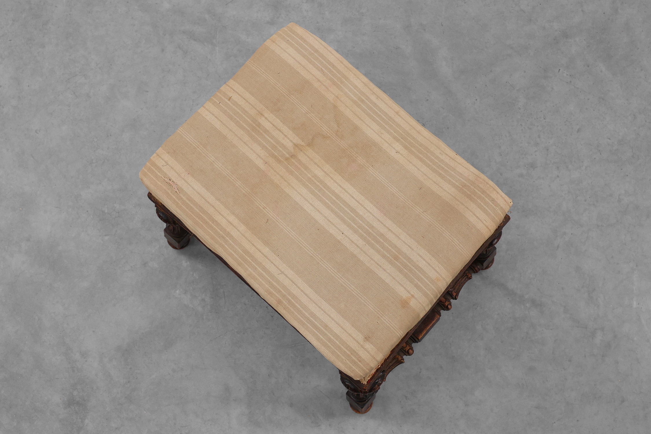Baroque 19th century oak stool in Louis XV style, France thumbnail